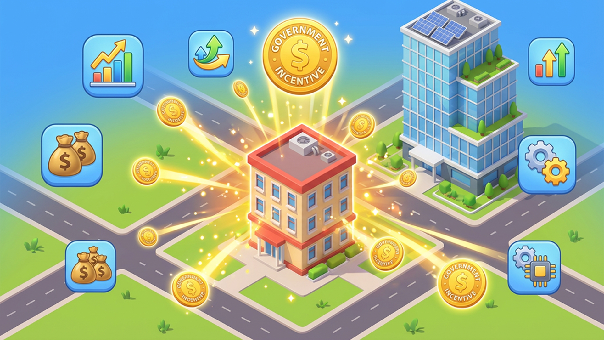 Devlet teşvikleri ile büyüyen şirket 3D oyun tarzı görseli